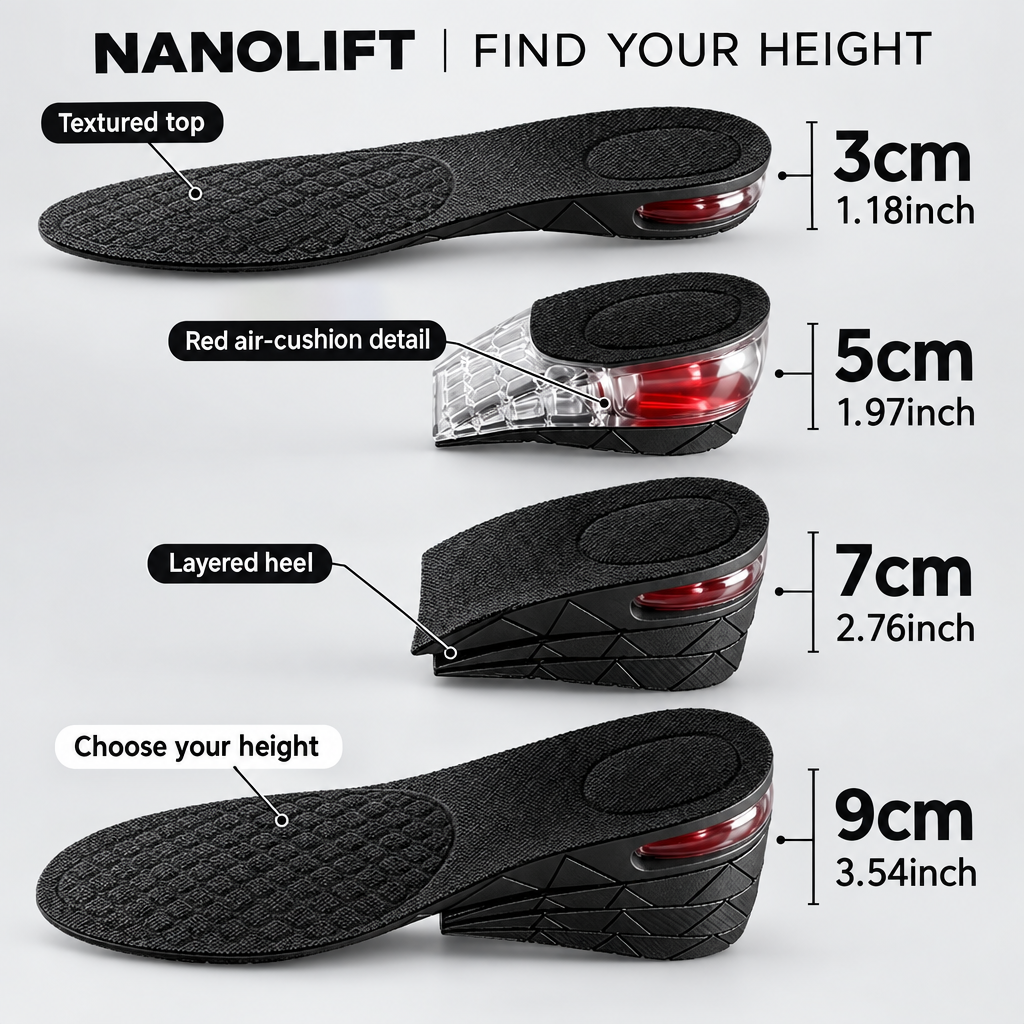NanoLift four-height comparison with revised background and callouts